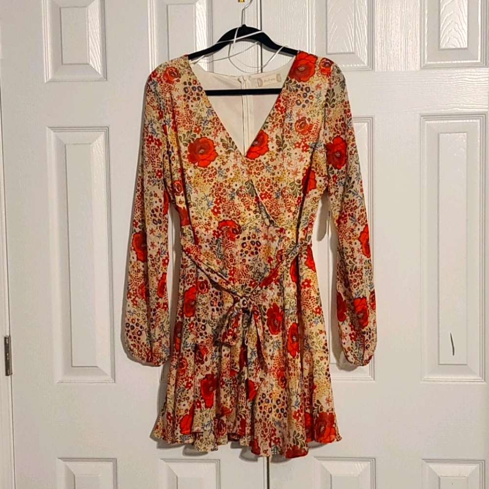 Floral faux wrap dress